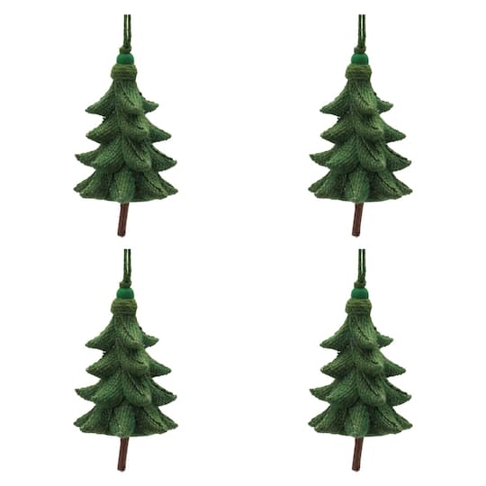 Melrose 5.5" Green Rustic Tree Ornaments, 4ct.